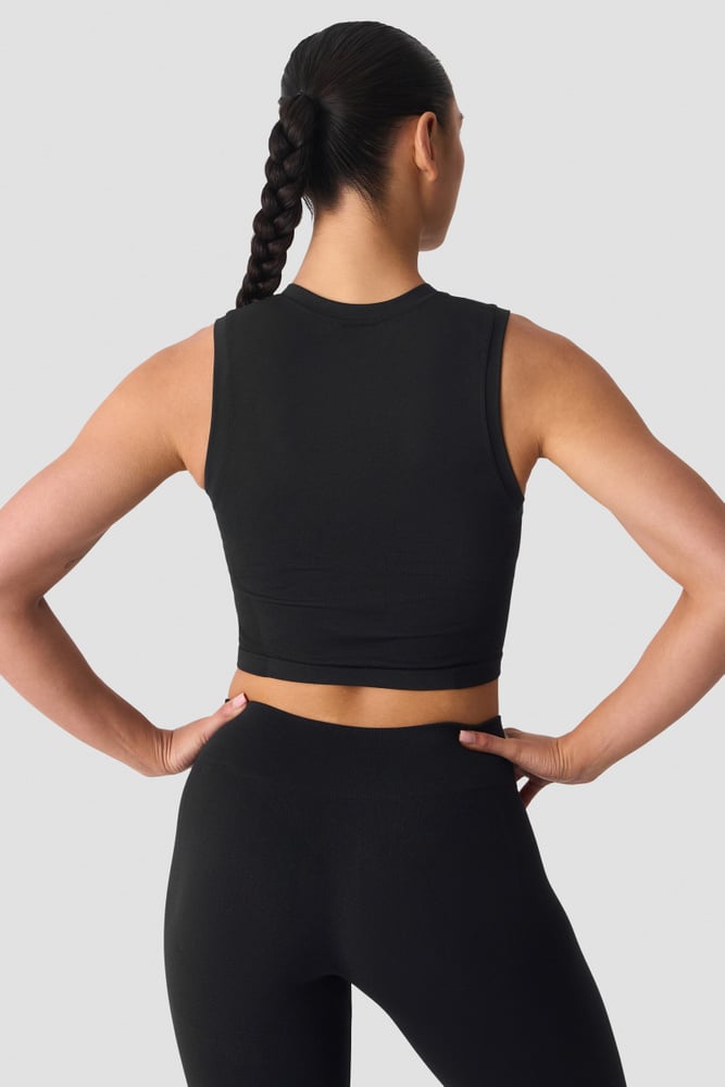 ICIW Smooth Seamless 1/2 Zip Tank Black