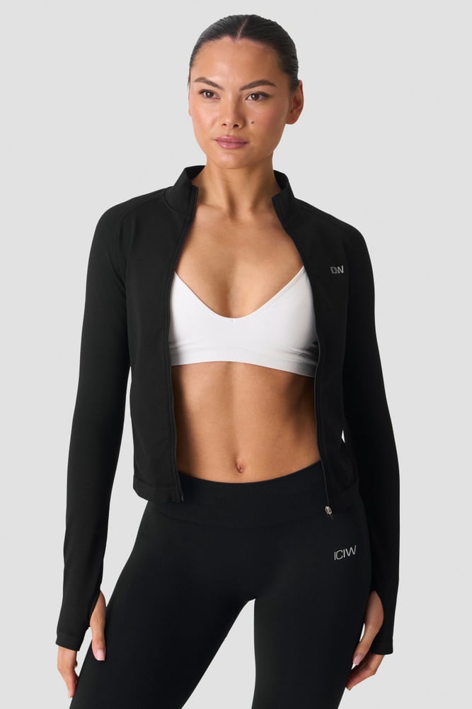 ICIW Smooth Seamless Zip Jacket W Black