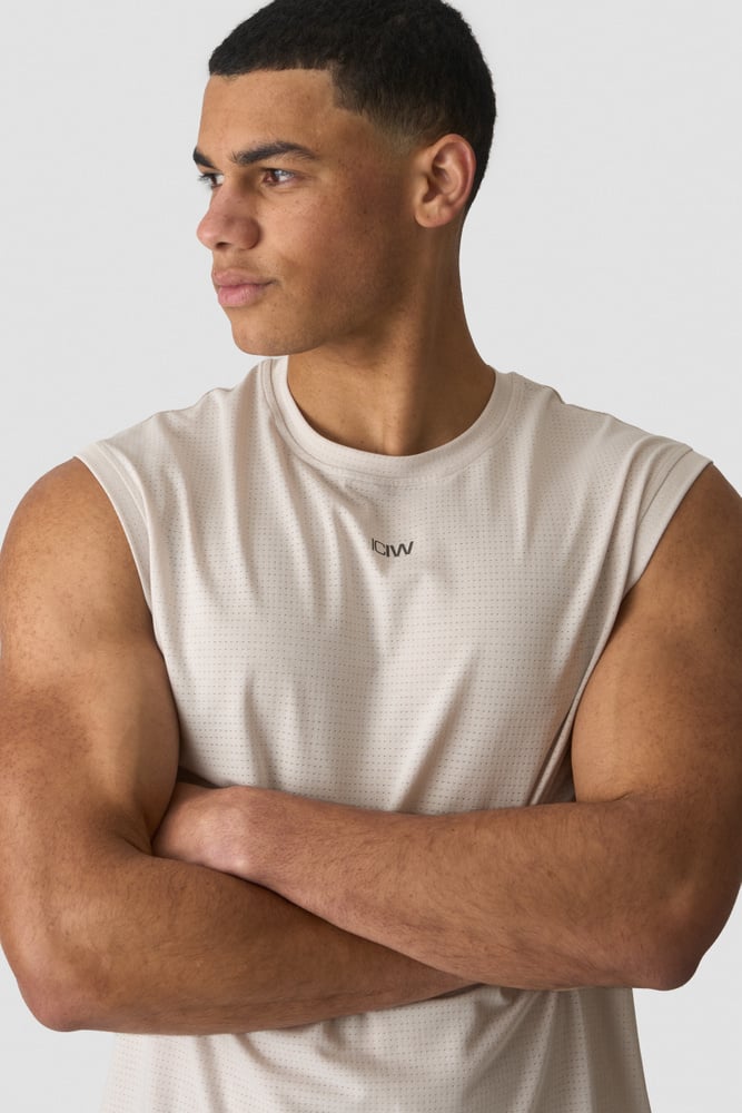 ICIW Stride Sleeveless Tee Dri-Release M Light Beige