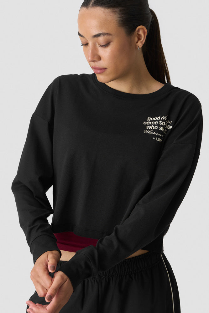 ICIW Shape Cropped Long Sleeve Print Black