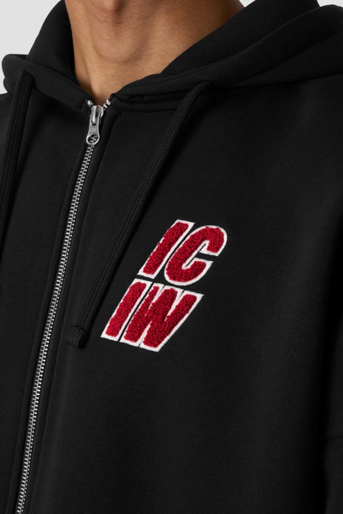 ICIW Everyday Relaxed Zip Hoodie Terry Print Black