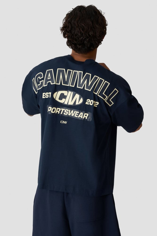 ICIW Everyday Boxy Tee Print Midnight Blue