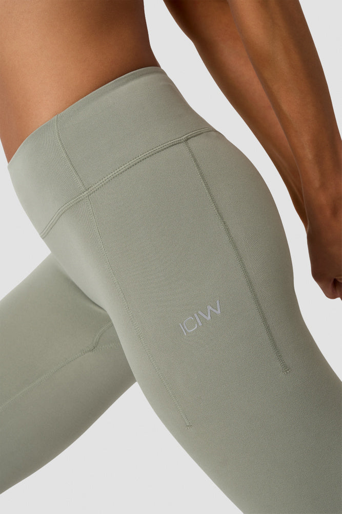 ICIW Luxe Mid Rise Flare Tights Dusty Sage Green