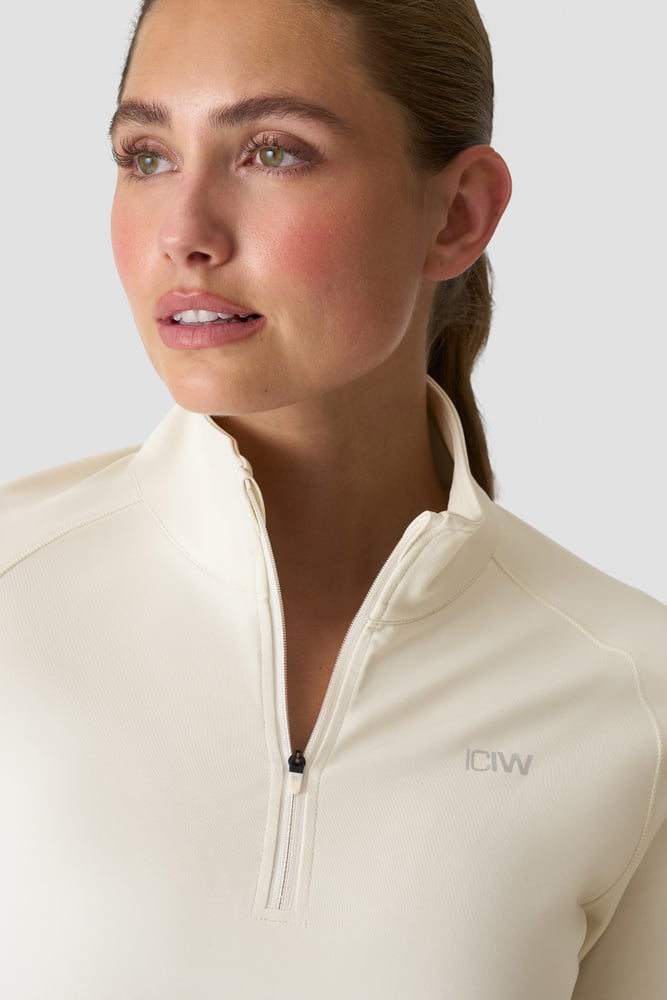 ICIW Everyday Long Sleeve 1/4 Stripe Zipper W Cream