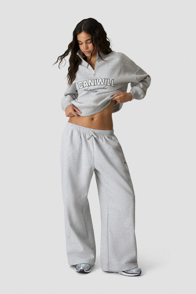 ICIW Everyday 1/4 Zip Sweatshirt Terry Print Light Grey Melange