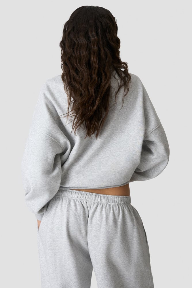 ICIW Everyday 1/4 Zip Sweatshirt Terry Print Light Grey Melange