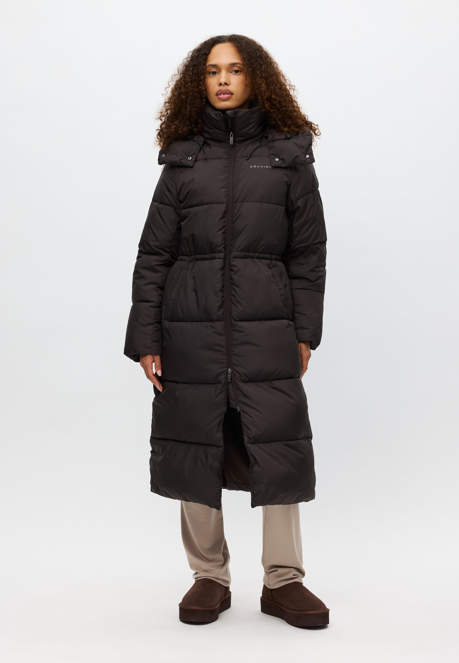 RÖHNISCH Pebble Hood Coat Dark Brown