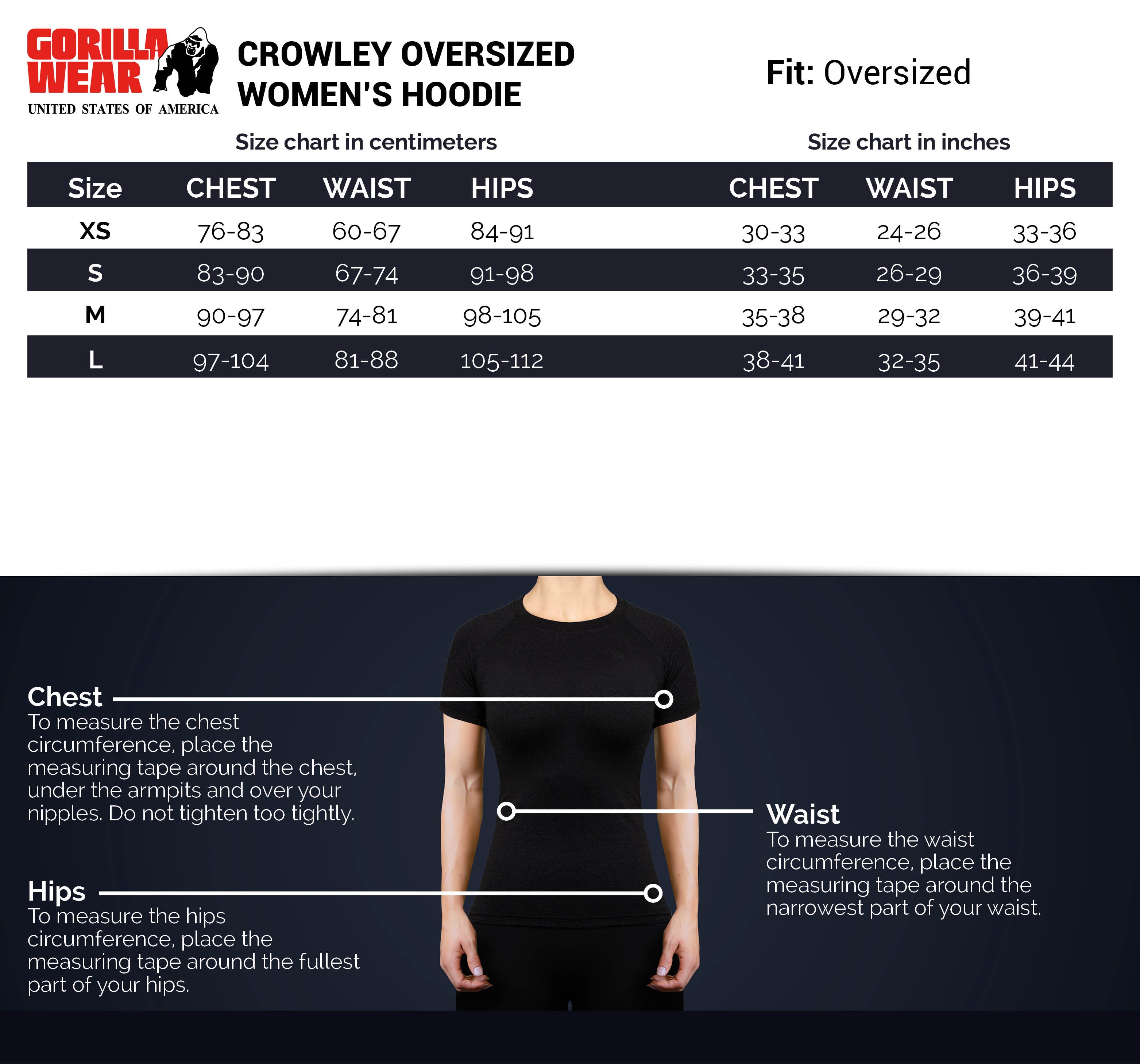 Gorilla Wear Crowley Oversized Women's Hoodie, washed grey Gorilla Wear