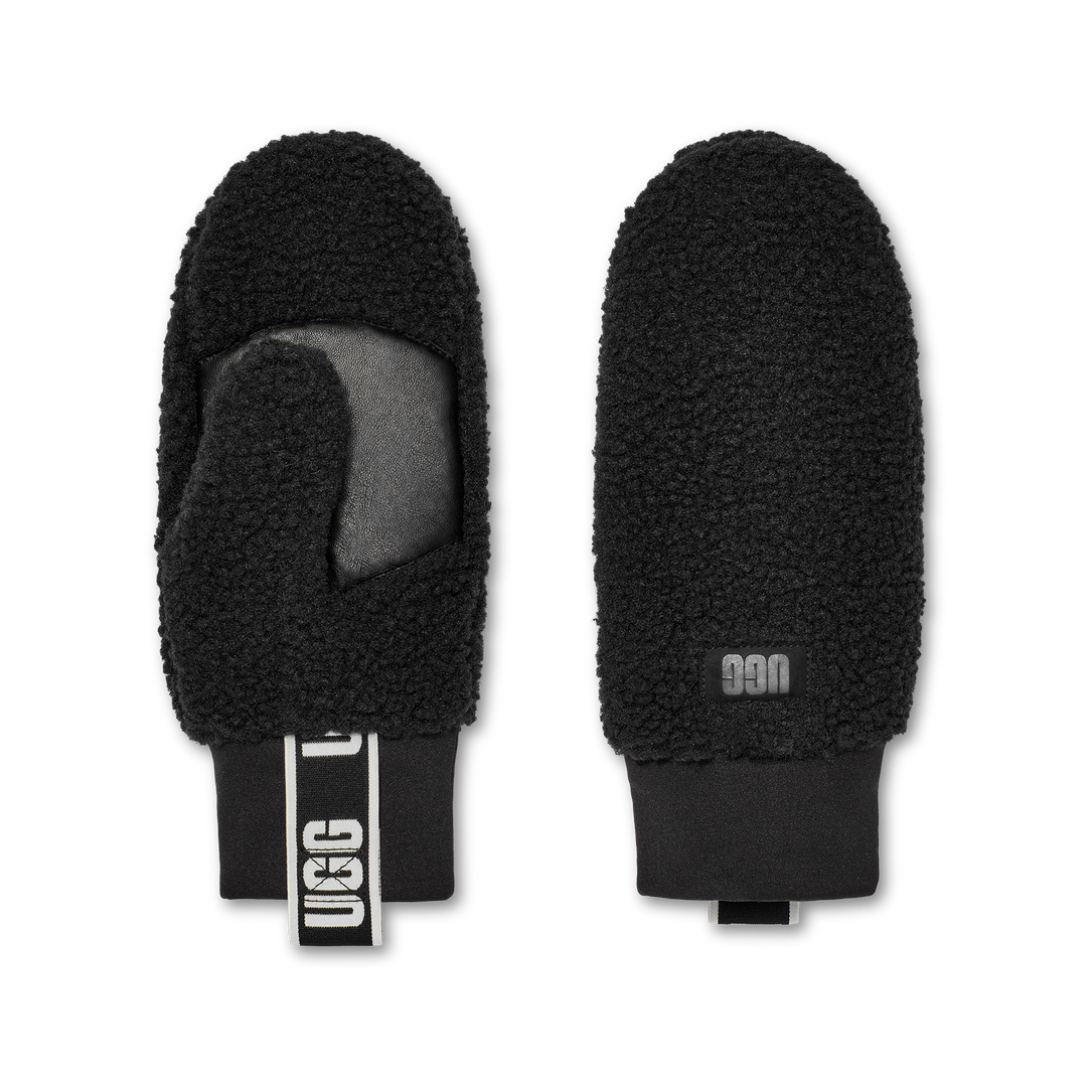 UGG UGGfluff Mitten With Logo Tape – Dam – Black