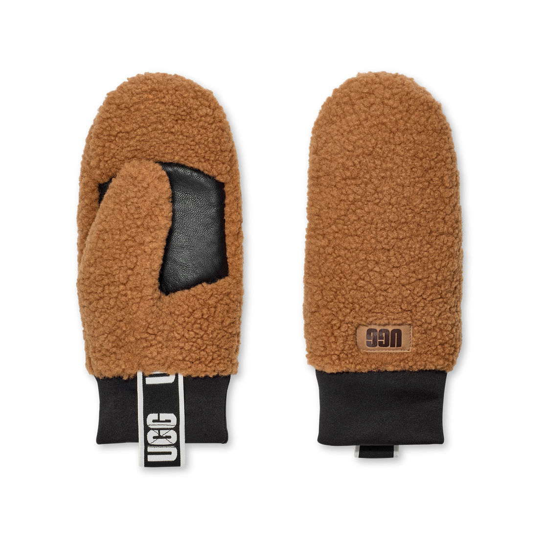 UGG UGGfluff Mitten With Logo Tape – Dam – Chestnut