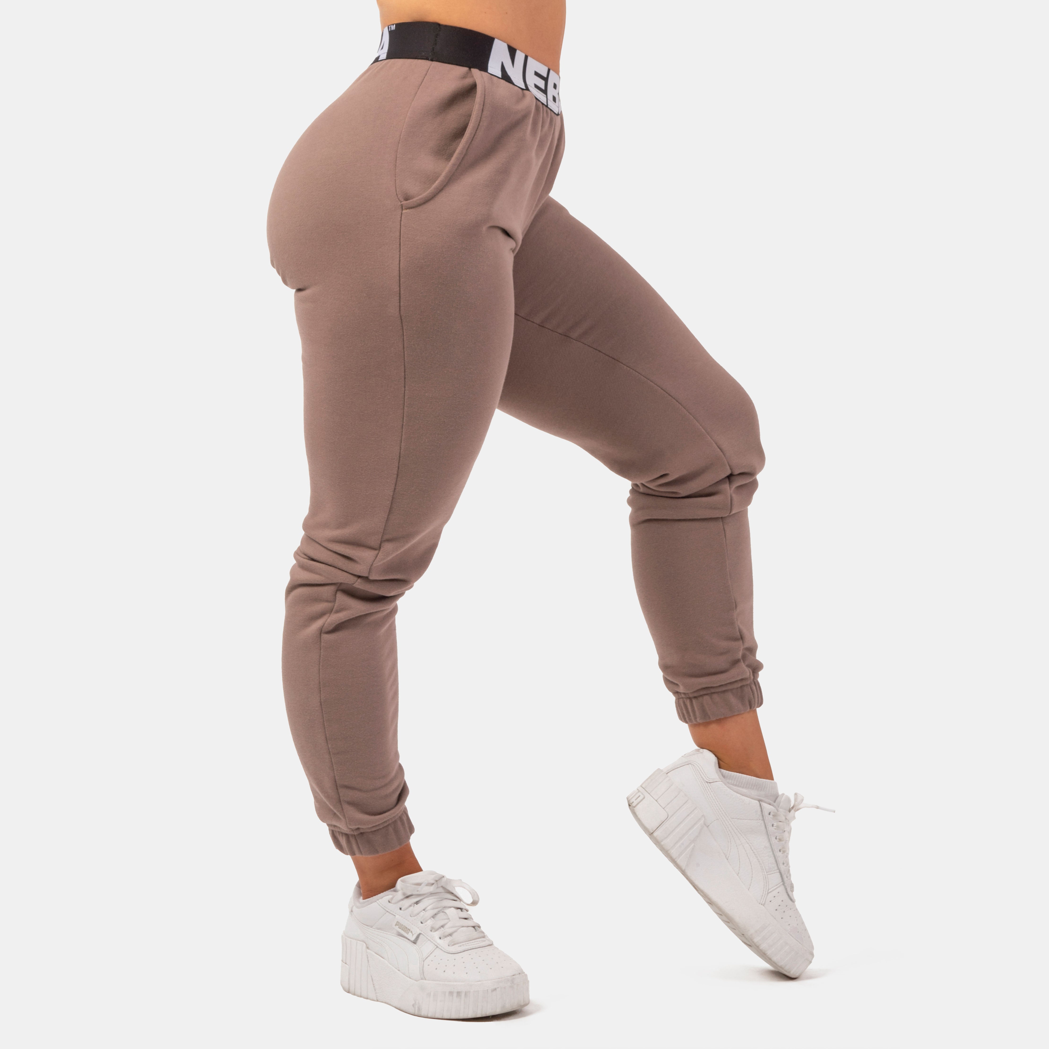 NEBBIA Iconic Mid-Waist Sweatpants, brown NEBBIA