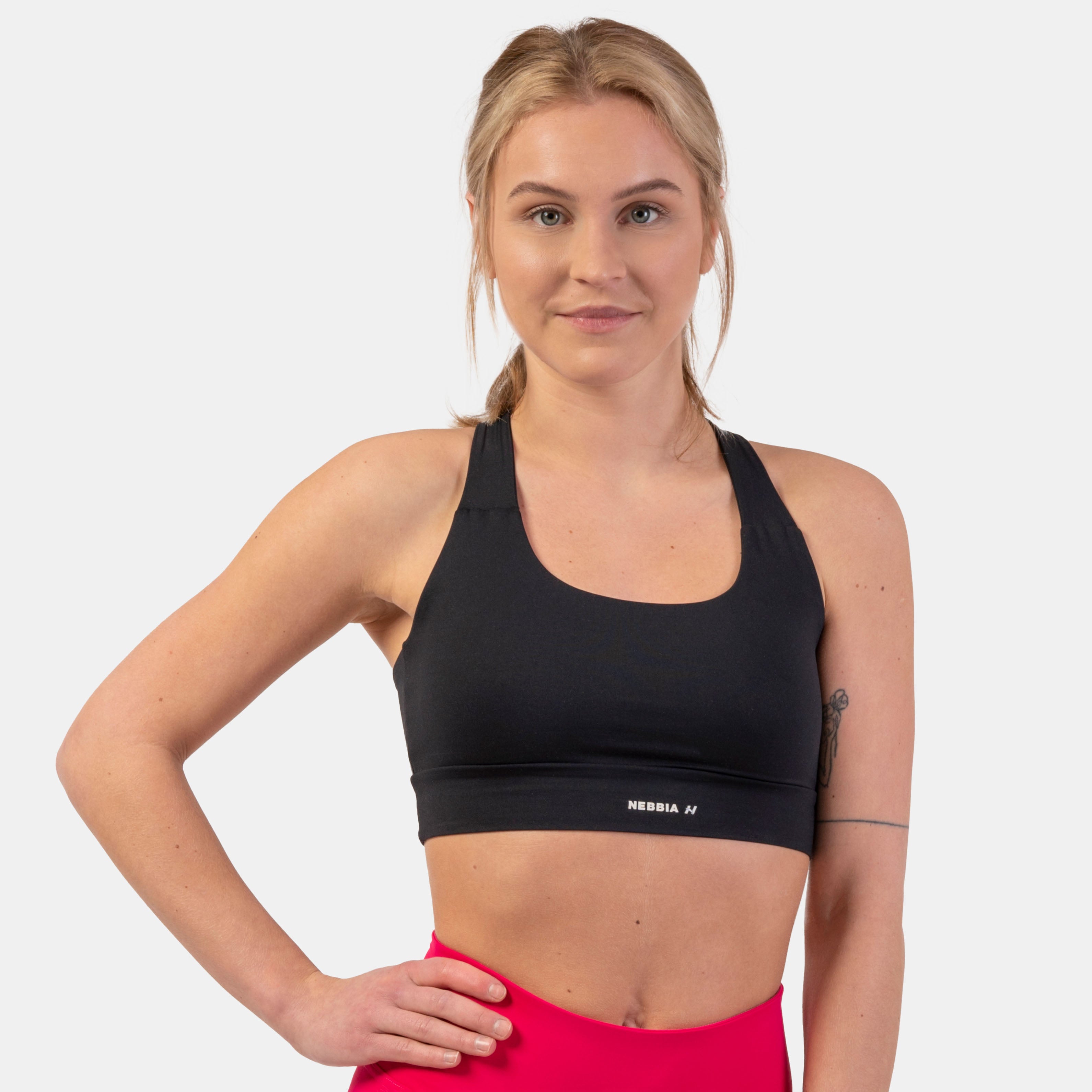 NEBBIA Active Sports Bra with medium impact, black NEBBIA