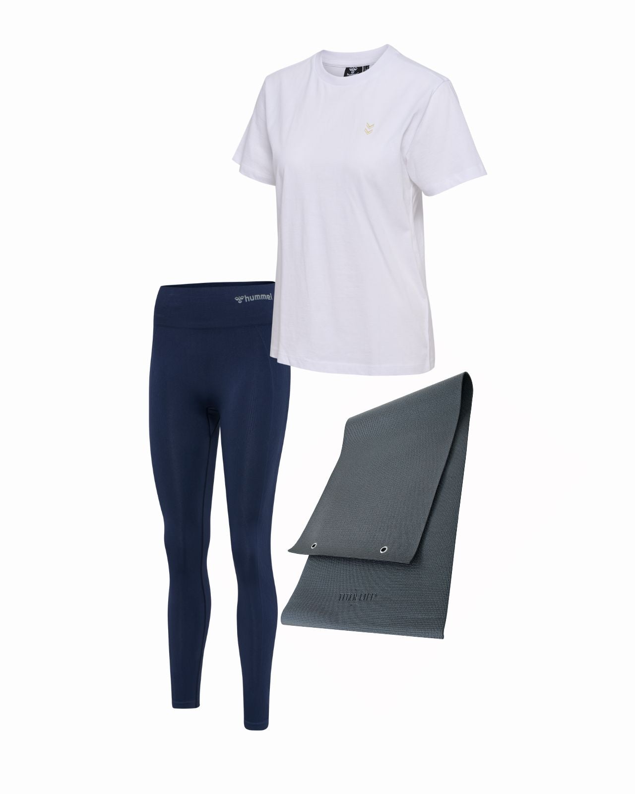 Träningspaket Dam – Hummel Tights, Vit T-shirt & Titan Life Yogamatta