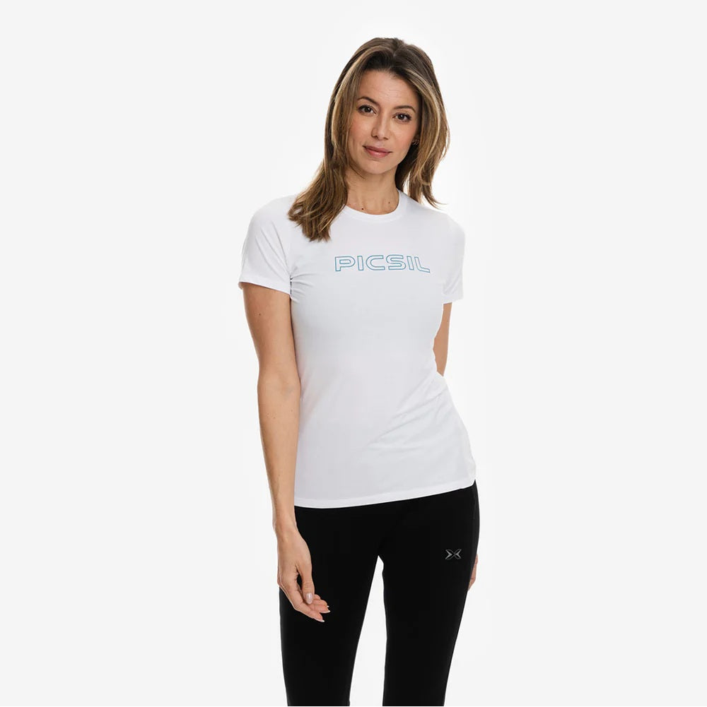 Picsil Short manga women sport t -shirt Vit Picsil