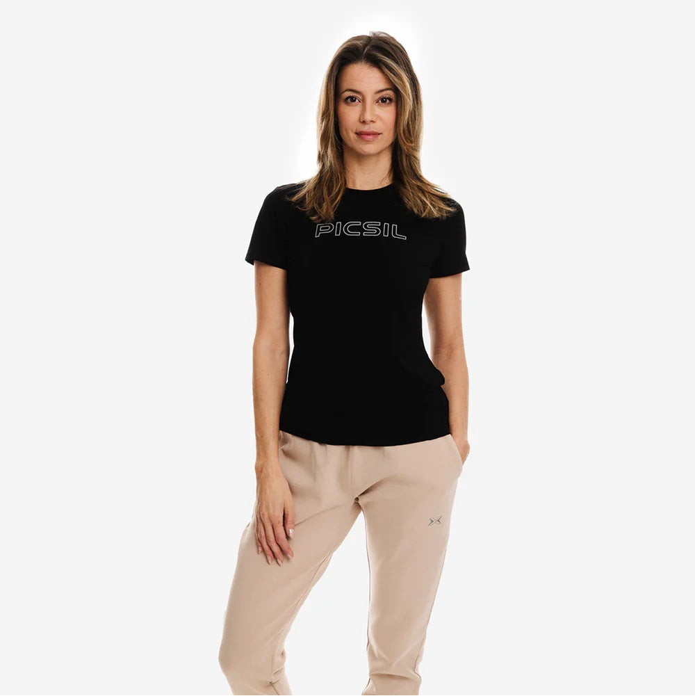 Picsil Short manga women sport t -shirt Svart Picsil