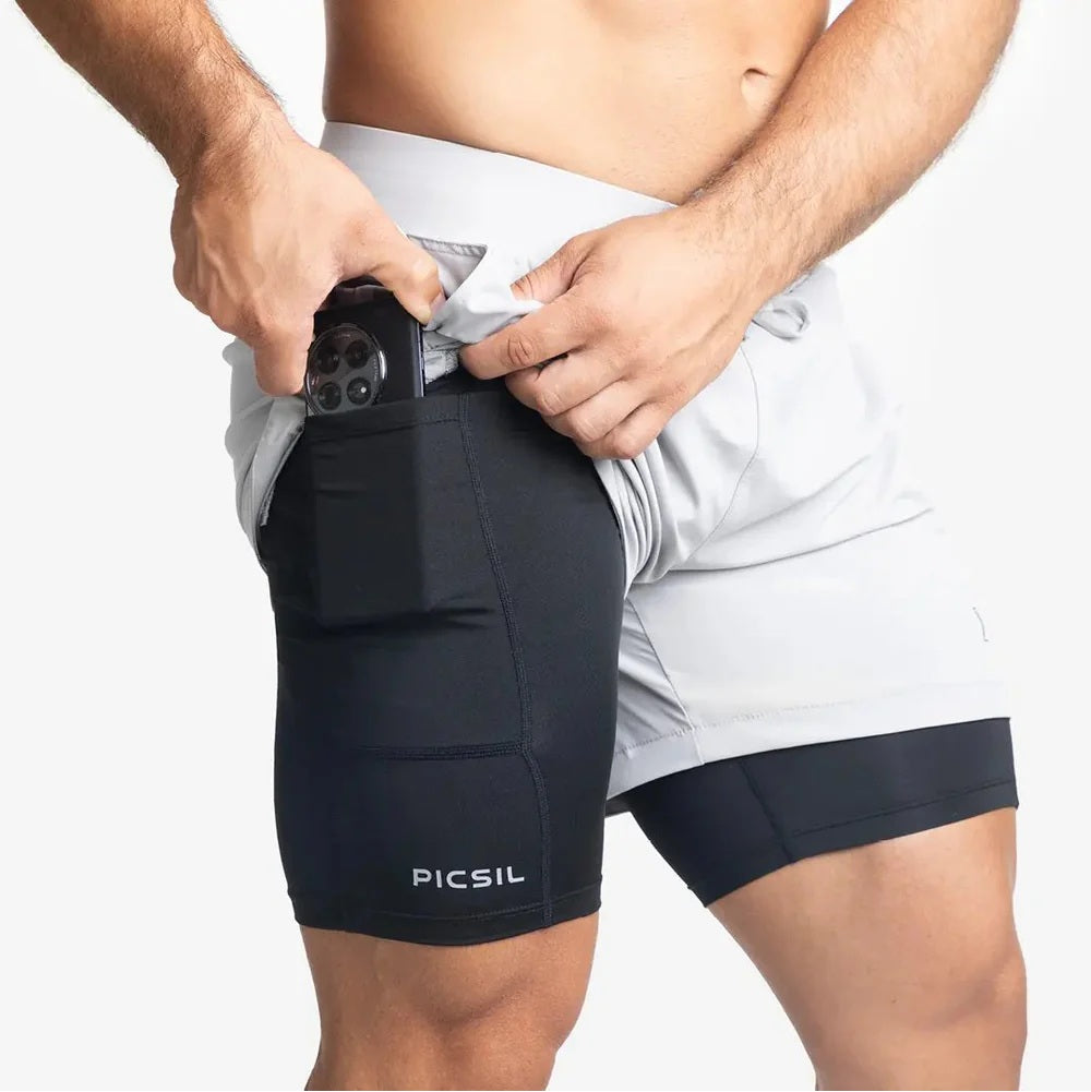 Picsil Shorts with compression mesh 2 in 1 premium Ljusgrå Picsil