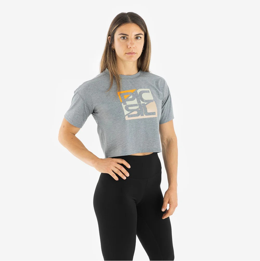 Picsil T-shirt Premium CROP Short Manga Woman Grå Picsil