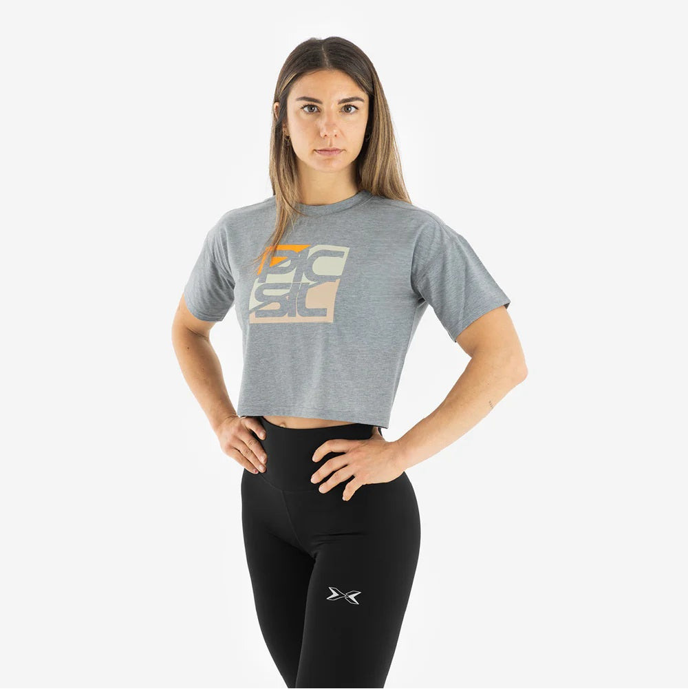 Picsil T-shirt Premium CROP Short Manga Woman Grå Picsil