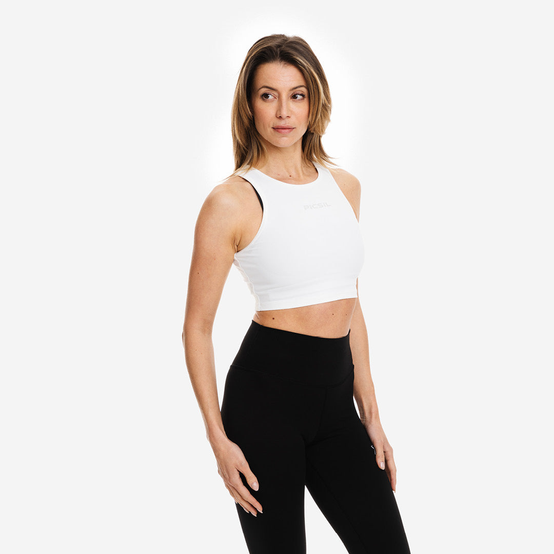 Picsil Women's Sports Fitted Crop Top Vit