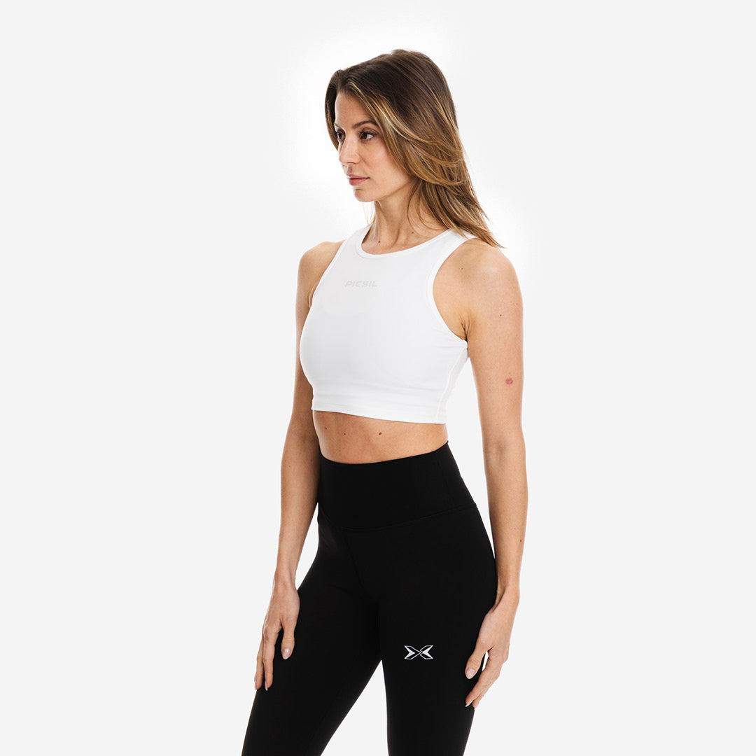 Picsil Women's Sports Fitted Crop Top Vit