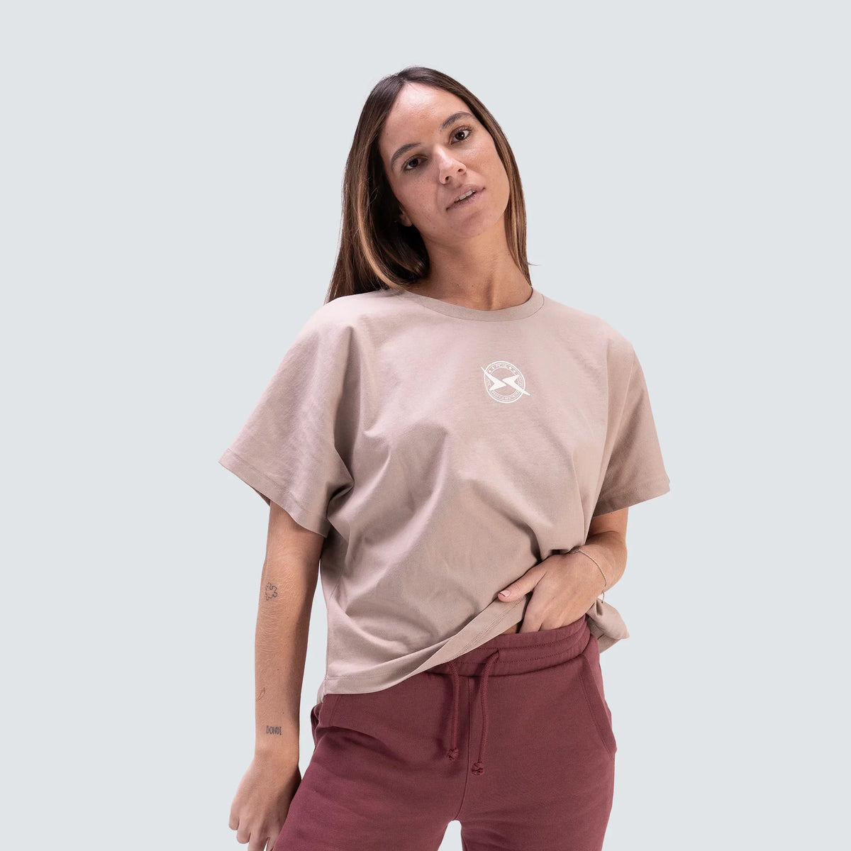 Picsil Women's Oversized Cropped T-shirt Lifestyle AW25 Taupe