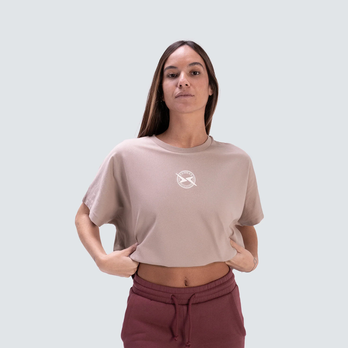 Picsil Women's Oversized Cropped T-shirt Lifestyle AW25 Taupe