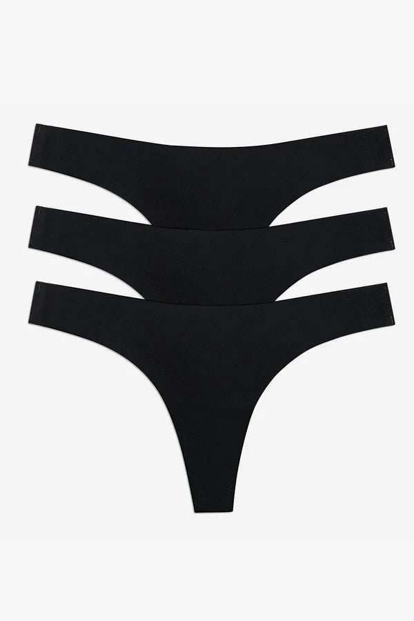 FAMME Like Nothing Thong 3-pack Svart – Sömlösa Trosor FAMME
