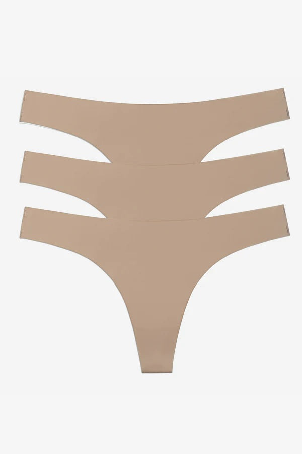 FAMME Like Nothing Thong 3-pack Beige – Sömlösa Trosor FAMME