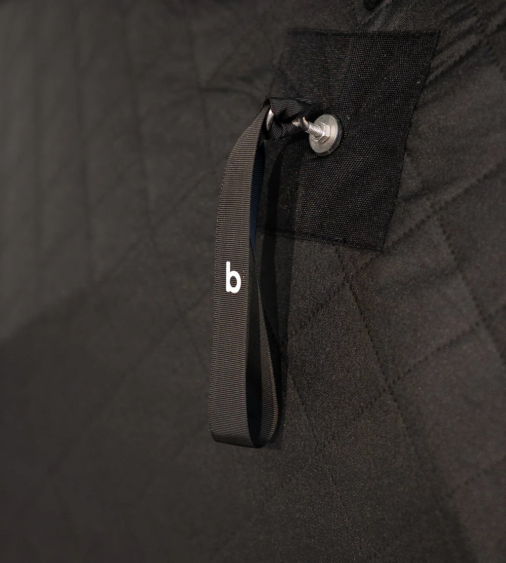 bast näver tält portabelt i svart produktbild handtag