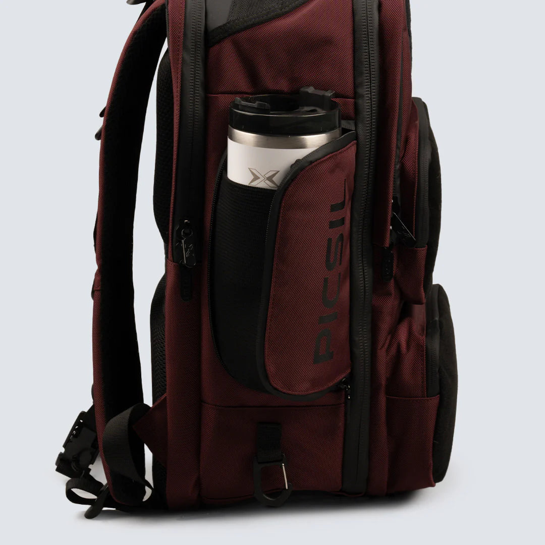 Picsil Maverick Backpack 40L Burgundy fack och organisation