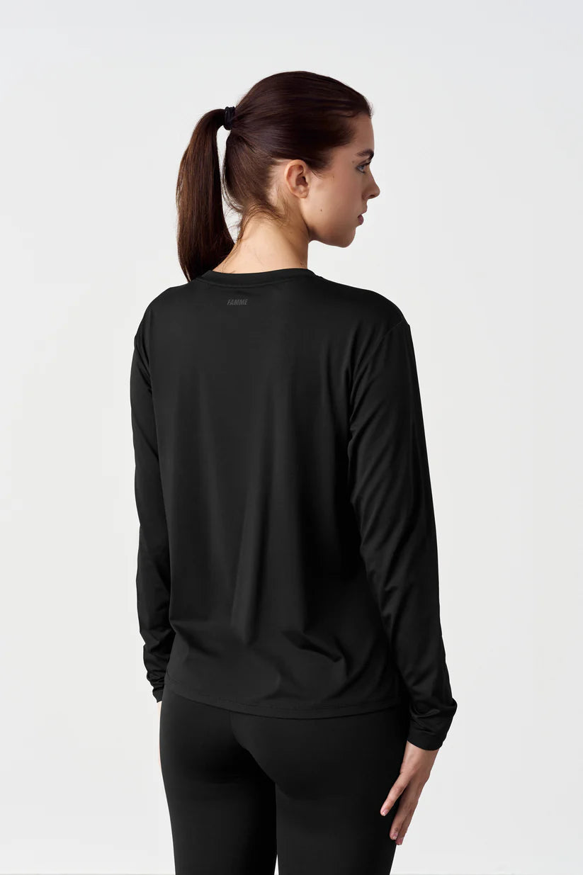 FAMME Relaxed Gym Long Sleeve Svart