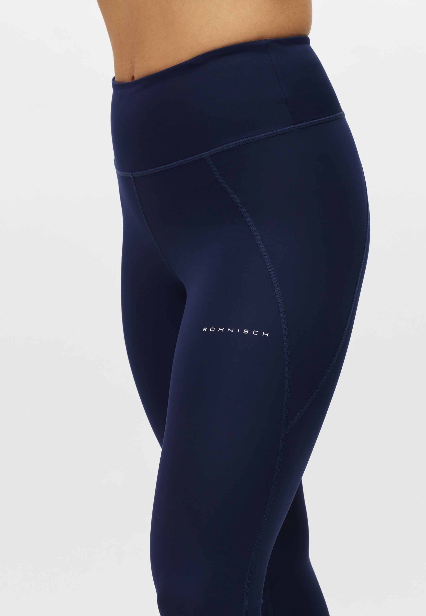 Röhnisch Flattering High Waist Tights Indigo – detalj av sidoficka med säkerhetsveck