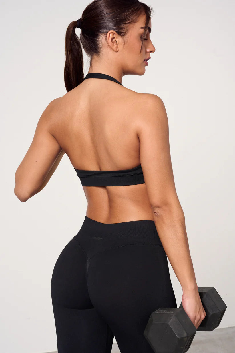 FAMME Sculpt Halterneck Sports Bra Svart