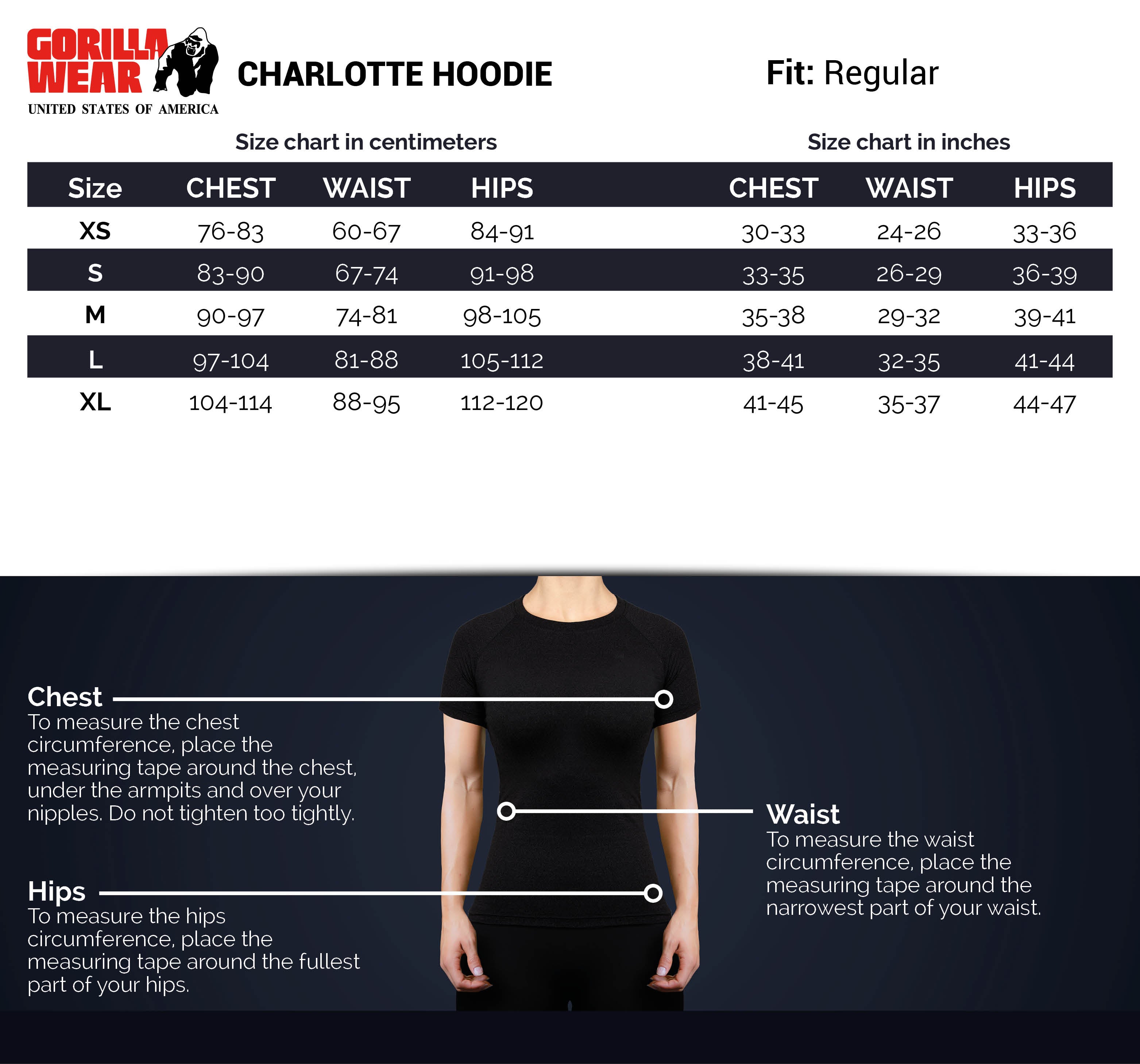 Gorilla Wear Charlotte Hoodie, black Gorilla Wear