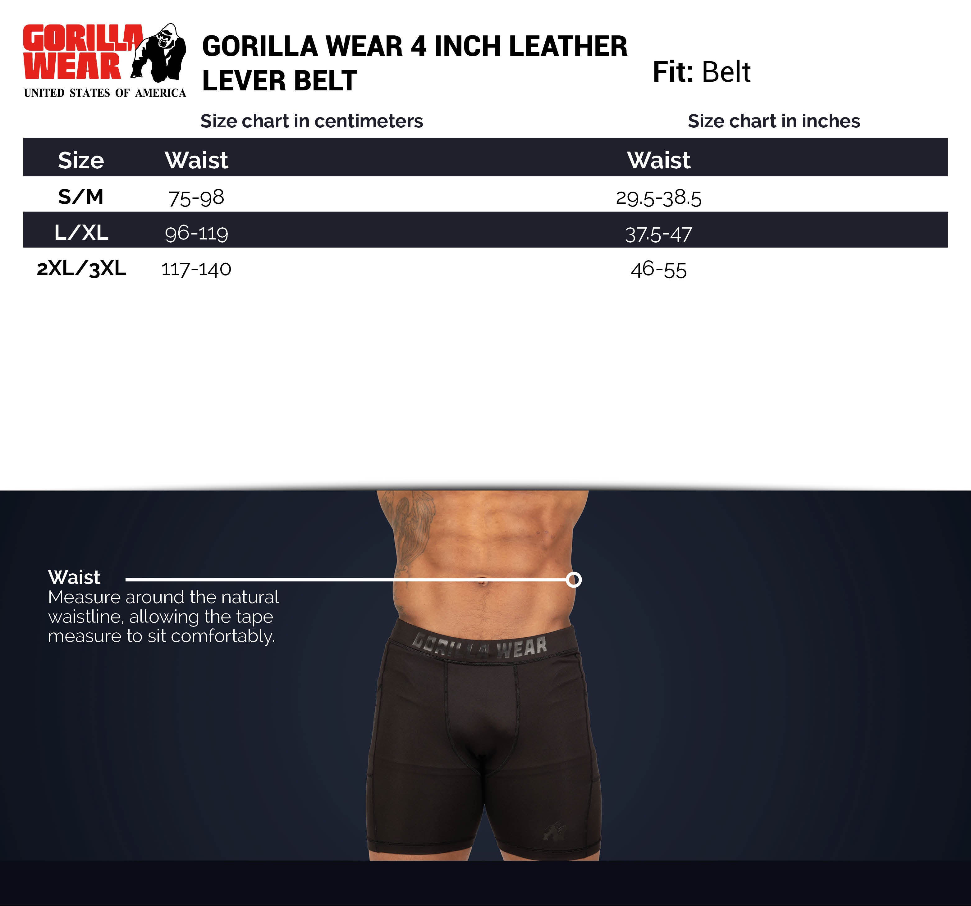 Gorilla Wear 4 Inch Powerlifting Lever Belt, black Gorilla Wear