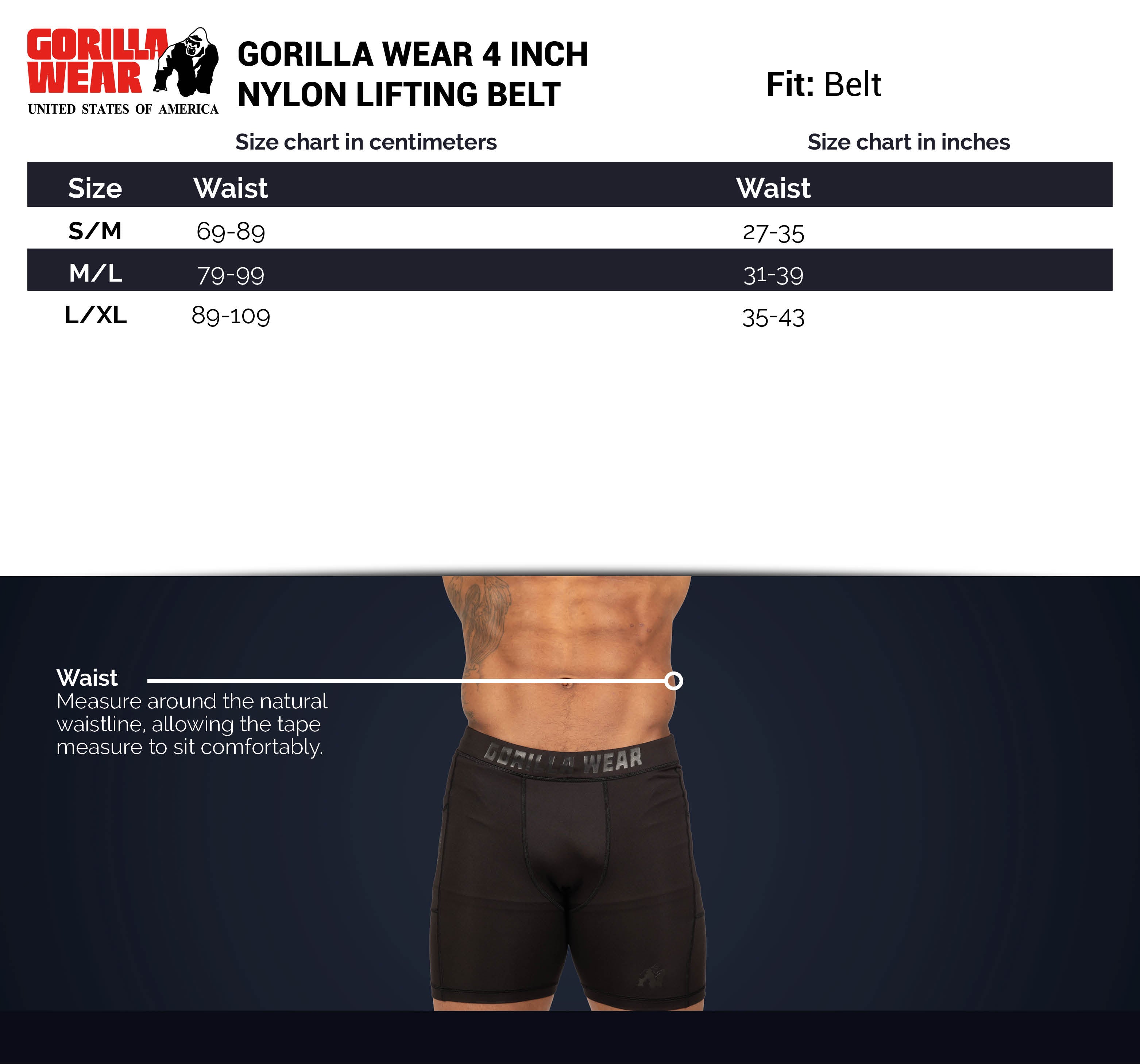 Gorilla Wear 4 Inch Nylon Belt, black/gold Gorilla Wear
