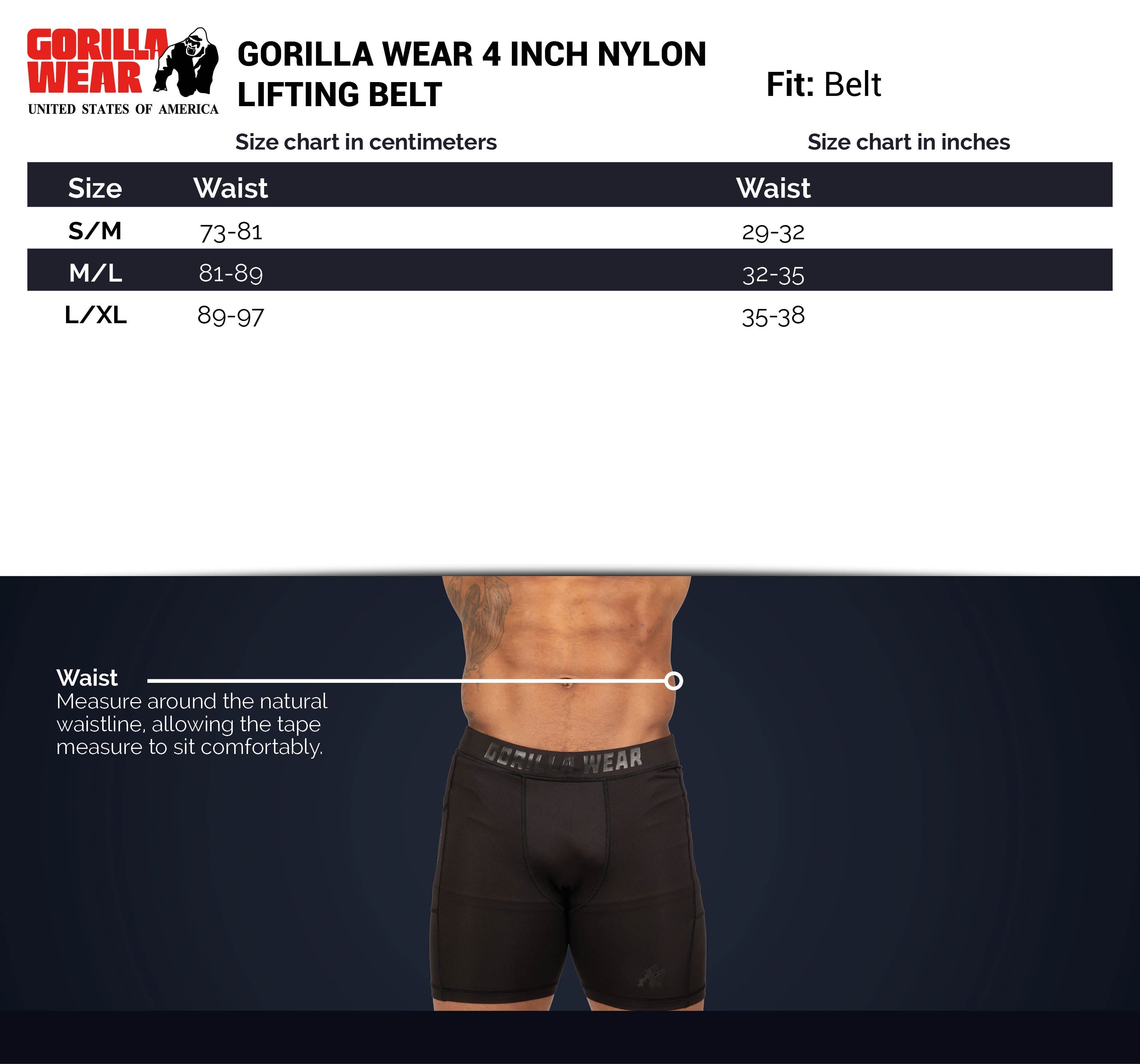 Gorilla Wear 4 Inch Nylon Belt, black/red Gorilla Wear