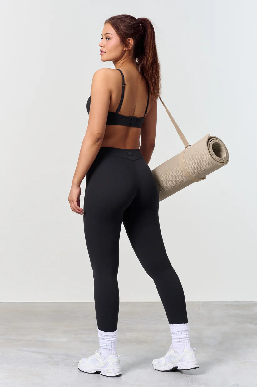 FAMME Mid Waist Softy Tights Svart